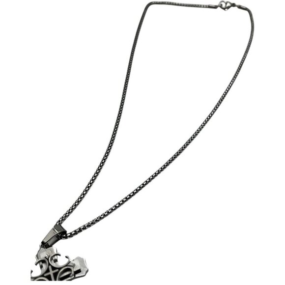 Mens Medieval Stainless Steel Cross Pendant Necklace With Box Chain - Picture 5 of 13